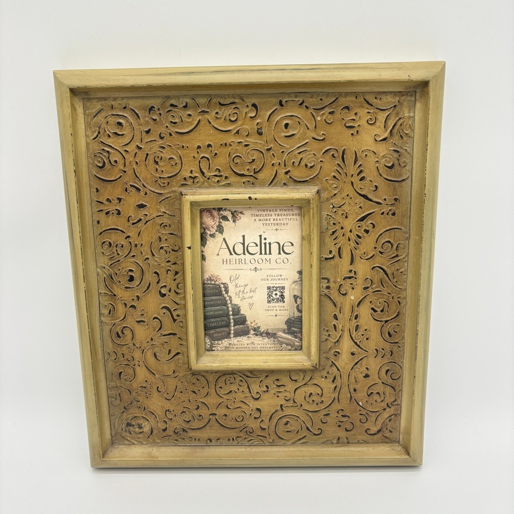 Antique Look Gold Ornate Picture Frame Embossed Scrollwork Baroque Wall 3.5x5